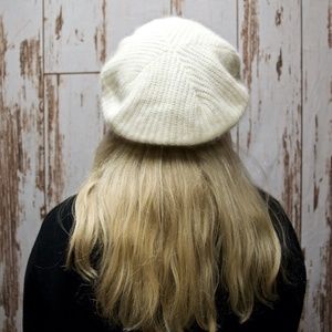 Knitted White Beret Hat